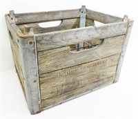 Vtg Wood & Galvanized Steel Milk Crate