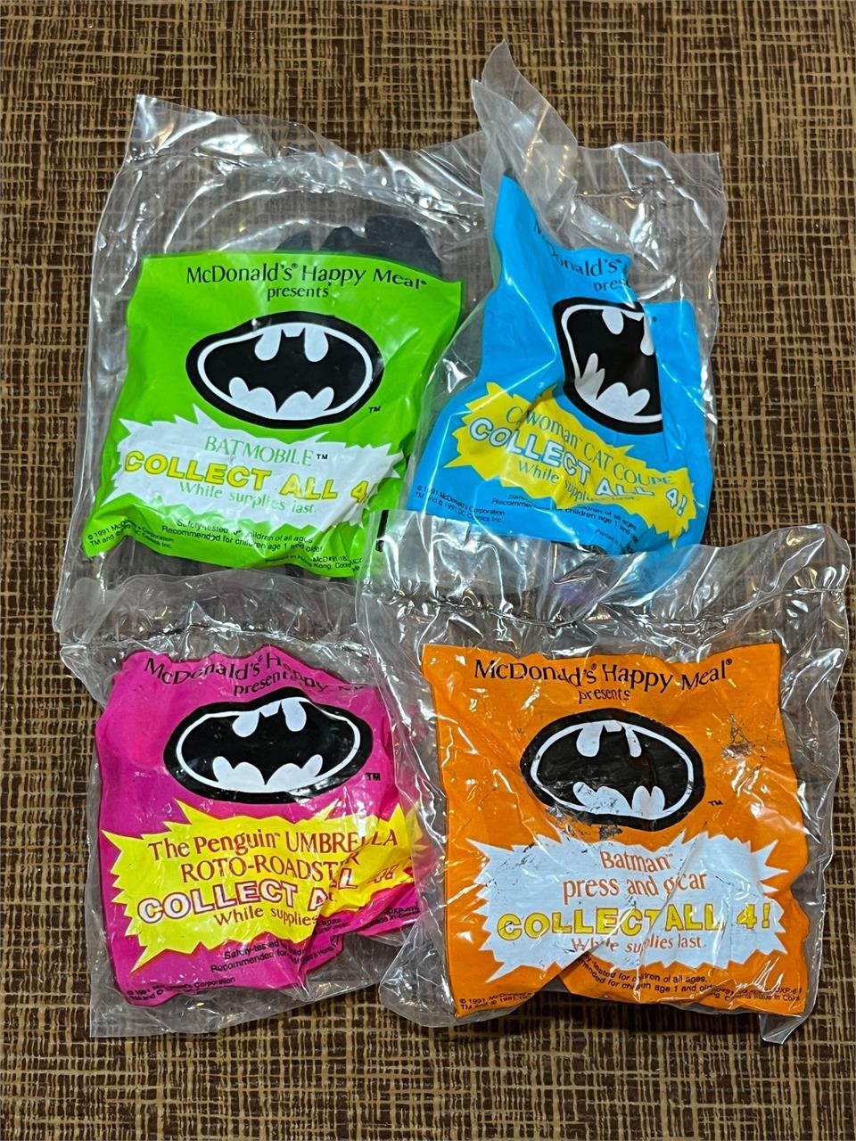 Vtg McDonald's Happy Meal Batman Toys 1991 - Qty 4