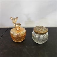 2 Glass lidded dishes