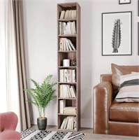 N2656  Homfa Narrow Bookcase with 8 Shelves, Dark