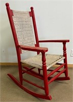 SWEET ANTIQUE COUNTRY PORCH ROCKER W WOVEN SEAT
