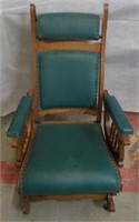 Vintage leather rocking chair with built in foot