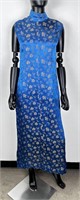 Vintage Chinese Blue Brocade Cheongsam Dress