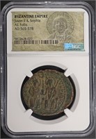 AD 565-578 JUSTIN II & SOPHIA BYZANTINE EMPIRE NGC