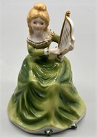 Vintage Porcelain Figurine Lady Playing Harp