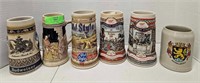 6 Collectible Advertising Beer Steins Lot