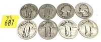 x8- Quarters, 90% silver -x8 quarters -Sold by