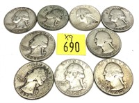 x9- Quarters, 90% silver -x9 quarters -Sold by