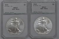 2 - 1999 ASE Silver Eagles PCI MS67