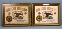 (2) Tin-Litho Union Shop Barber Signs