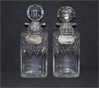 2pc Brandy & Whisky Glass Decanters w Stoppers
