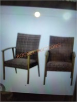 2 Stationary padded wicker captain dining chairs
