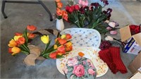 ARTIFICIAL FLOWERS, TULIP WREATH, PLACEMATS,
