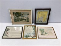 Five Assorted Vintage Prints