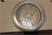 Sterling rim press glass bowl or coaster