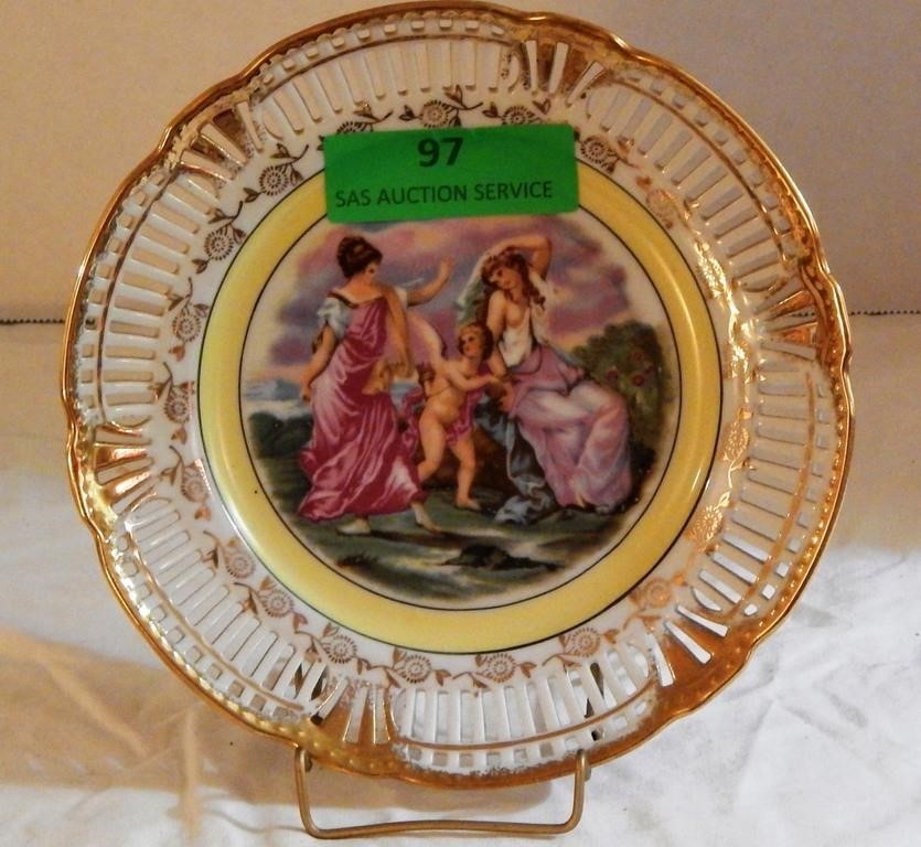 SGK China plate with two ladies and gold trim,