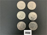 6) KENNEDY HALF DOLLARS