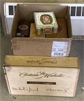 Assorted Empty Cigar Boxes and Wine Crate,