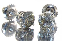 14k Gold 2.00 ct Diamond Stud Earrings