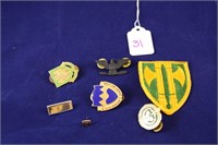 Vintage Collection of Military Pins, Patch & Rank