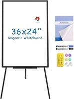 VIZ-PRO Magnetic Whiteboard Easel Black, 36 x 24 I