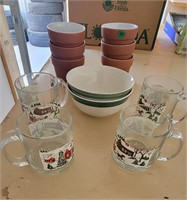 Flower pots, bowls and glasses