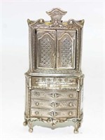 Italian silver miniature cabinet