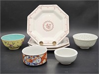 (6) Asian Dishes: 3 Plates & 3 Mismatched Bowls