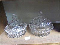 2 Covered Glass Butter Dishes-few flea bites on