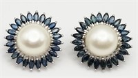 14K PAIR OF BUTTON CUFFS WITH PEARL CENTER