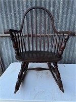 Antique Rocker w/ Spindle Back and curved arms