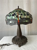 Tiffany Style Art Glass Dragonfly Lamp
