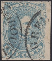 CSA Stamps #4b Used light milky blue with  CV $200