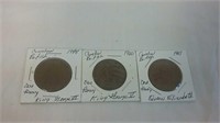 Canadian British One Cent Coins 1920, 1948 & 1967