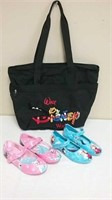 Walt Disney Bag & 2 Pairs Princess Shoes Size 4