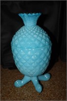 Blue Opaline Footed Pineapple Dish