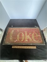 Vintage Framed Metal Coke Sign