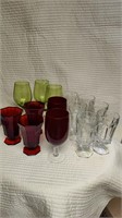 Colored and clear glassware lot.