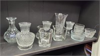Clear glass lot and decorative galvanized bucket