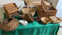 Assortment Of Wicker Baskets & Shells