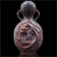 Chinese Purple Oxblood Vase With Protruding Dragon