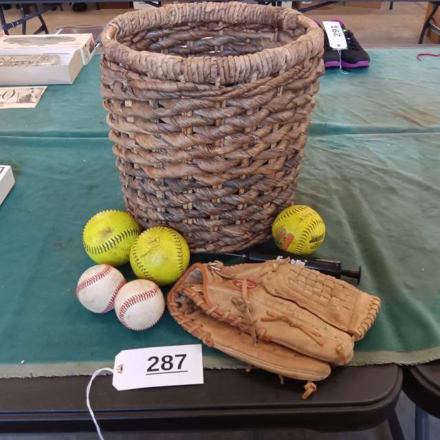 Waste Basket, Ball Glove, Balls, Pump