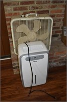 Aeon Air dehumidifier and box fan, working; as is