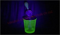 D&B Uranium Glass Measuring Cup w A&J Hand Mixer