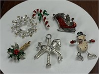 Selection of Christmas Brooches & Pins