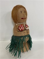 Handcrafted coconut monkey hula girl