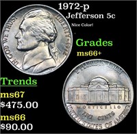 1972-p Jefferson Nickel 5c Grades GEM++ Unc