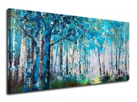 Ardemy Blue Tree Canvas Wall Art Forest Landscape