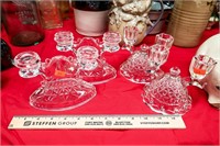 (2) Sets of Vintage Glass Double Candle Holders