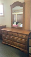 American Drew oak dresser with mirror